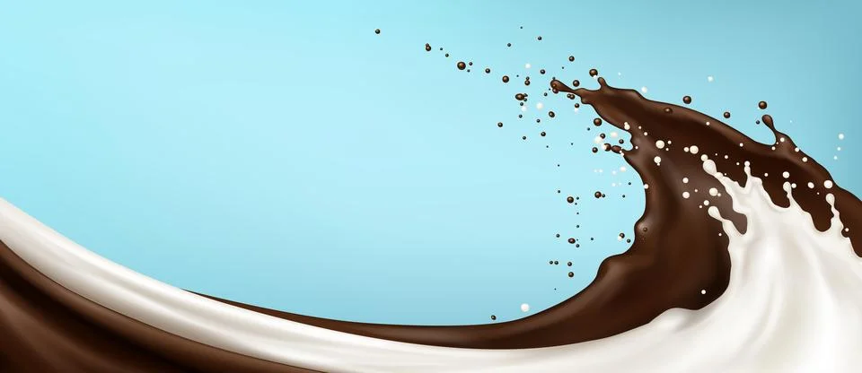 Chocolate with milk splash wave Stock Illustration