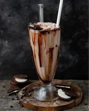 Chocolate-milkshake with cookie Stock Photos