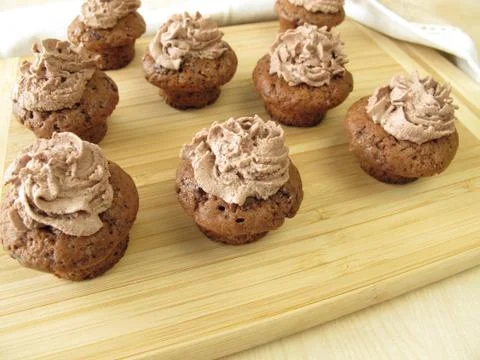 Chocolate mini-muffins Stock Photos