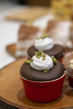 Chocolate mousse on brown background Fotos Stock