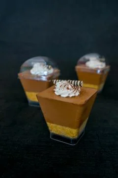 Chocolate Mousse cake with cream Stock Photos