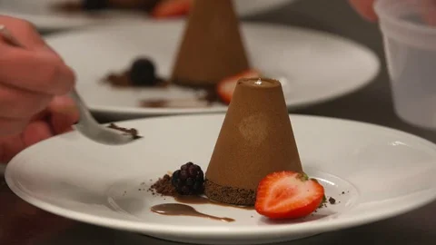 Chocolate mousse dessert Stock Footage 73074111