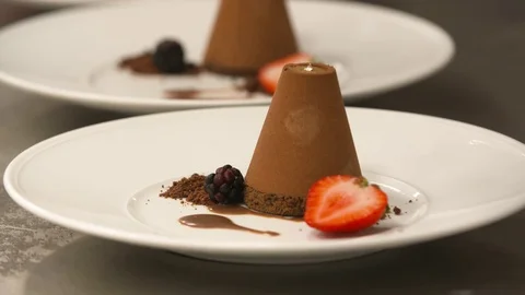 Chocolate mousse dessert Stock Footage 73075081
