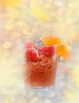 Chocolate mousse in glass Cup Stock Photos