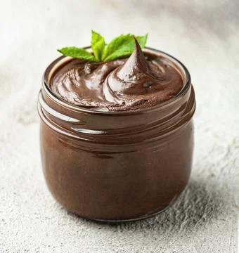 Chocolate mousse with mint Foto stock
