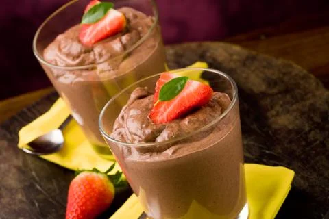 Chocolate mousse - pudding Stock Photos