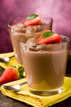 Chocolate mousse - pudding Stock Photos