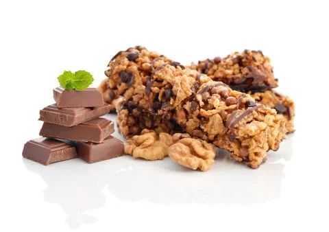 Chocolate Muesli Bars Stock Photos