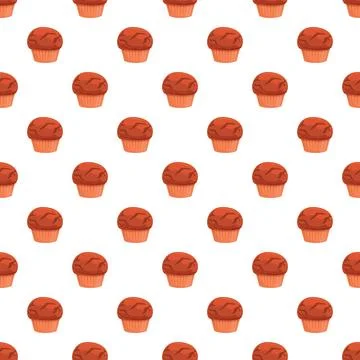 Chocolate muffin cupcake pattern creating a sweet dessert background Stock Illustration
