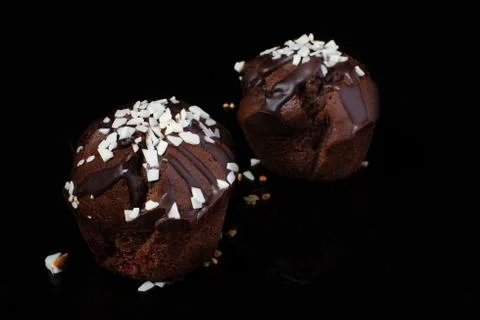 Chocolate muffin on a dark background Fotos de archivo