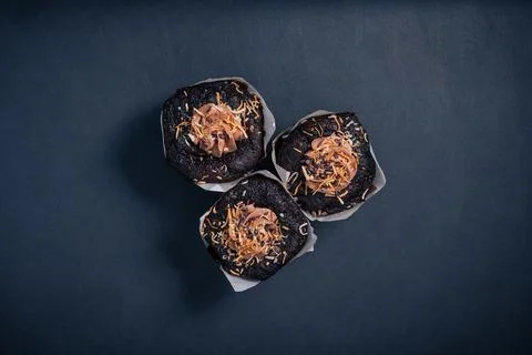 Chocolate muffin on dark background Stock Photos