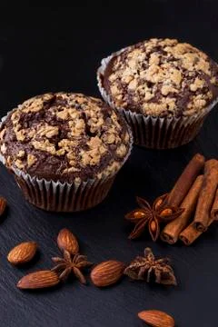 The chocolate muffin 스톡 사진