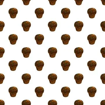 Chocolate muffin seamless pattern vector background graphic Stock Illustration