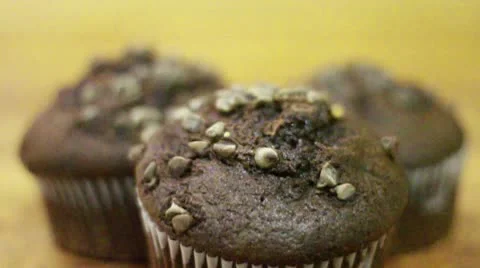 Chocolate Muffin Tilt Down Stock Footage 9492177
