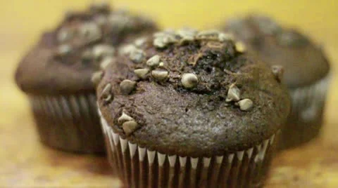 Chocolate Muffin Tilt Up Stock Footage 9490583