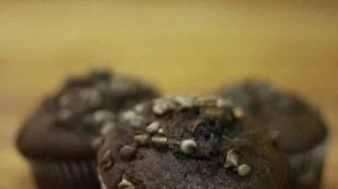Chocolate Muffin Tilt Up Stock Footage 9490967