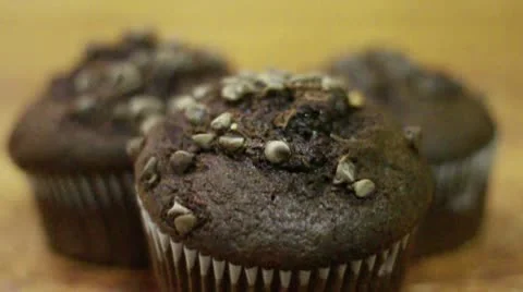 Chocolate Muffin Tilt Up Stock Footage 9491357