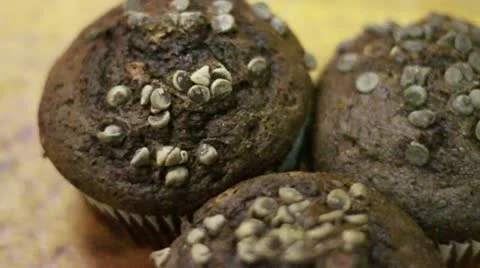 Chocolate muffin top pan right Stock Footage 9488302