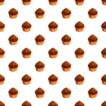 Chocolate muffins creating a delicious seamless pattern background 스톡 일러스트