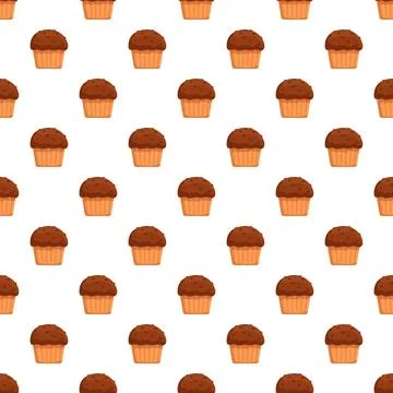 Chocolate muffins creating a repeating seamless pattern Stock Illustration