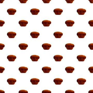 Chocolate muffins creating seamless pattern on white background Illustrazione stock