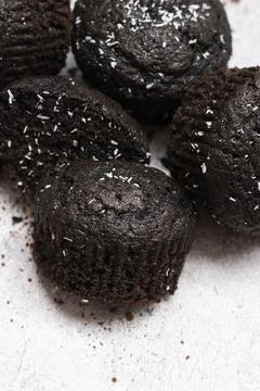 Chocolate muffins on a gray background Stock Photos