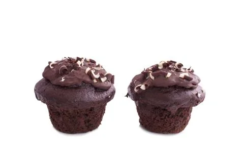 Chocolate muffins isolated on a white background Stock Photos