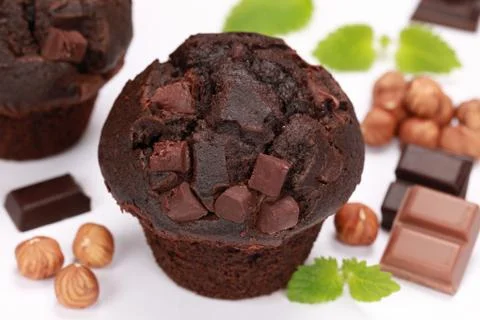 Chocolate muffins Stock Photos