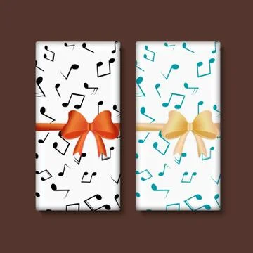 Chocolate with musical notes and bow Stock Illustration