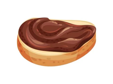 Chocolate Nut Paste spread on bread. Vector illustration on white background. Stock Illustration