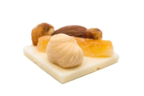 Chocolate with nuts isolated Stock Photos