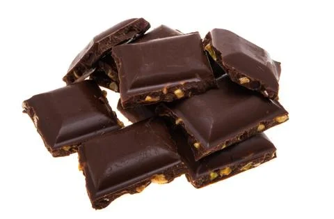 Chocolate with nuts isolated Stock Photos