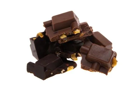 Chocolate with nuts isolated Stock Photos