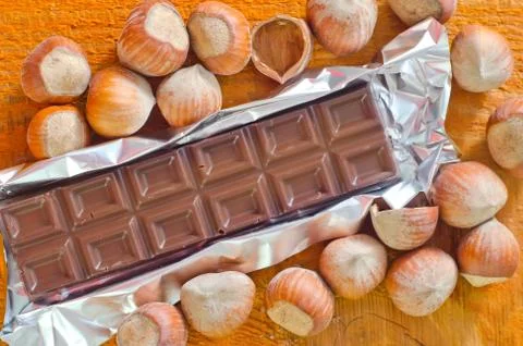 Chocolate with nuts Foto stock