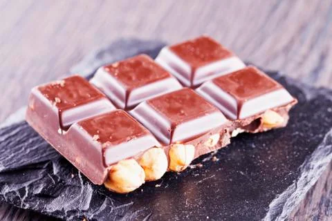 Chocolate with nuts Stock Photos