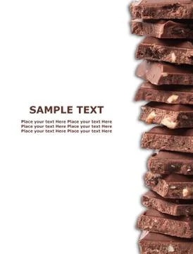 Chocolate with nuts on white background Stock Photos