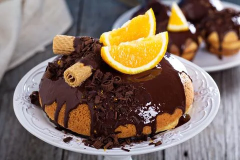 Chocolate orange marble cake Stock Photos