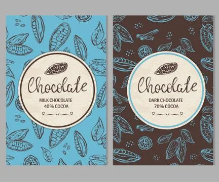 Chocolate package template with hand drawn cocoa beans イラスト素材