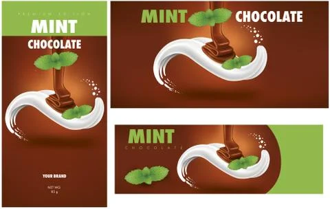 Chocolate packaging with mint leaf Stock Illustration