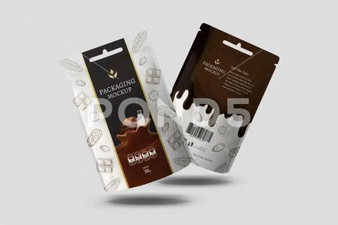 Chocolate Packaging Mockup with Drips, Foil, and Handle Modèle PSD
