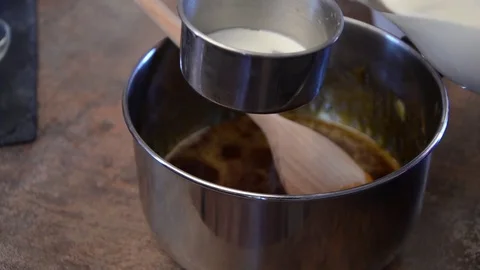 Chocolate pancakes prepare and serving Stock Footage 74214235