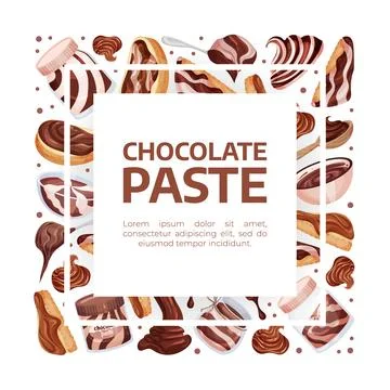 Chocolate Paste Banner Design with Sweet Cacao Dessert Vector Template イラスト素材