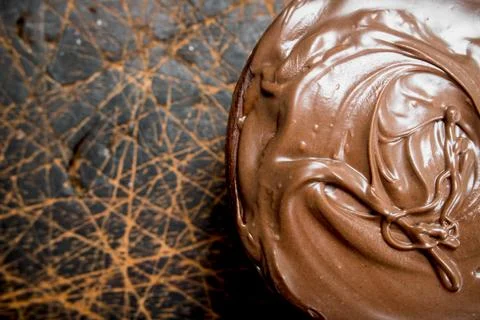 Chocolate paste in bowl . Stock Photos