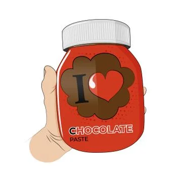 Chocolate paste in hand isolated on white background stock vector illustration. Stock Illustration