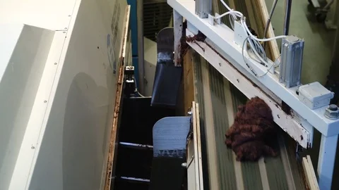 Chocolate paste moves along the conveyor. Production line for the production of Video stock 74203521