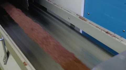 Chocolate paste moves along the conveyor. Production line for the production of Video stock 74204905