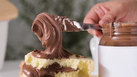 Chocolate paste. Nut-chocolate paste Stock Footage 199075036