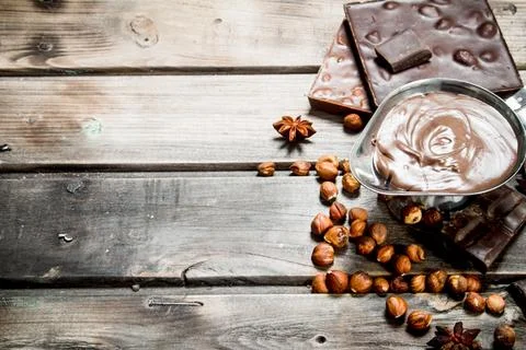 Chocolate paste with nuts. Stock Photos
