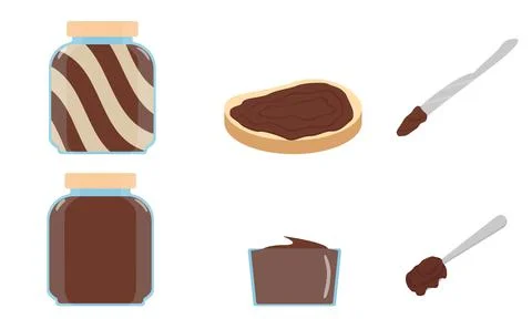 Chocolate paste. A set of elements for using paste. Stock Illustration