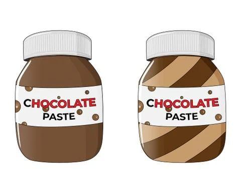 Chocolate paste set isolated on white background stock vector illustration. Stock Illustration
